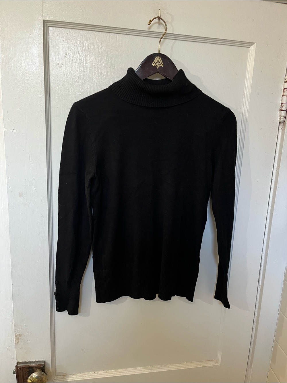 Spense Knits Sweater Womens Small Black Turtleneck Ribbed Long Sleeve Cuffs EUC